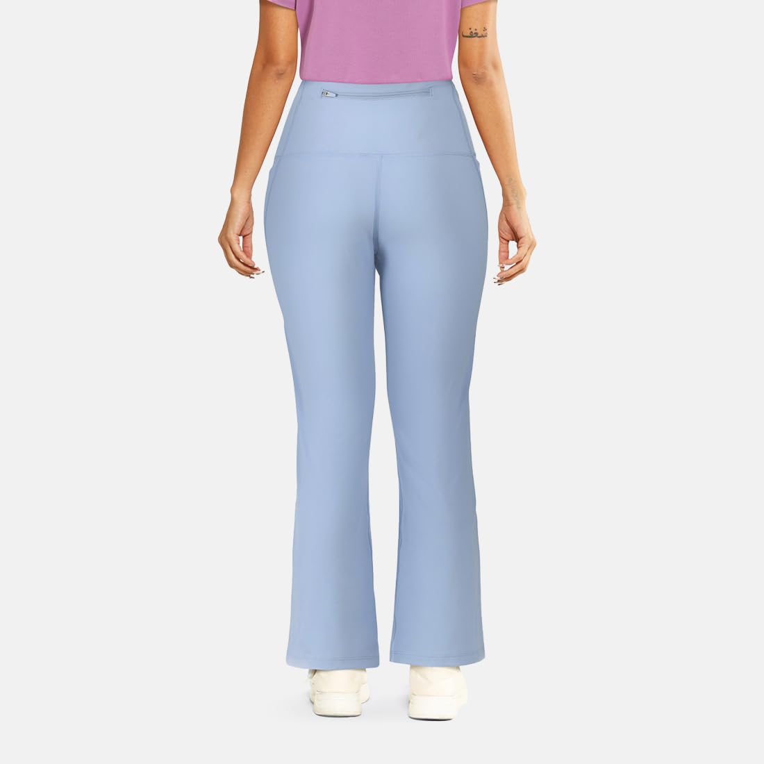 BlissClub Women High Rise Flow Collection Flare Pants Tall | Pockets | High Waisted | Quick Dry | Drawstring Cherry Cool Grey Size: XS 1