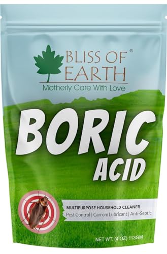 Bliss of Earth Boric Acid Powder for Roaches Ants & Bugs Control 100% Pure Multi-Purpose Natural Insect Killer Home Cleaning Deodorizing Stain Removal & Odor Control Powder 113g