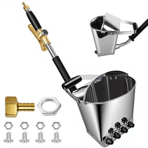 Pulverizador de cemento proyector mortero pistola de cemento máquina de crepir con 4 chorros yeso concreto con tapa tolva pistola mortero cal pulverizador de arena para pintura de pared, plata