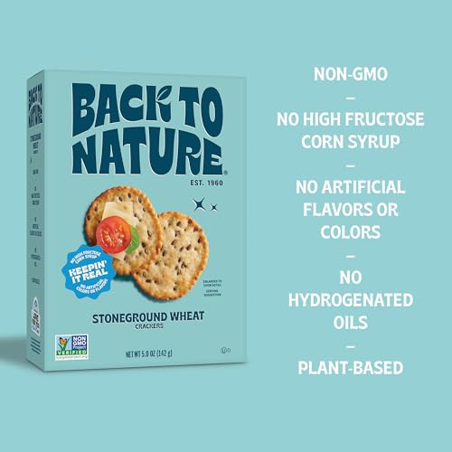 Image of Back to Nature - Stoneground Wheat Crackers - Made with Wholesome Ingredients like Whole Grains and Flax Seed - Non-GMO - 5 Ounce (Pack of 2)