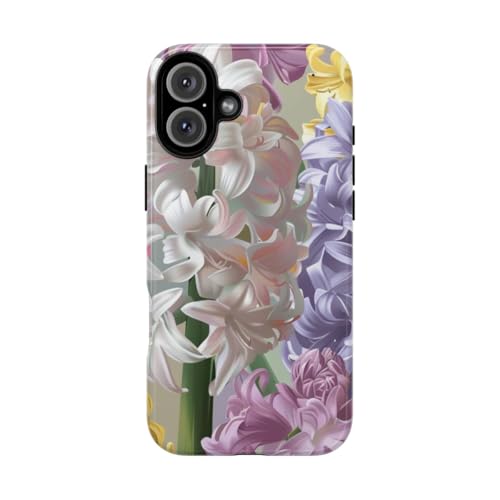 Coque iPhone 16 Plus jacinthe contre les rayures protection colorée fleurie anti-choc