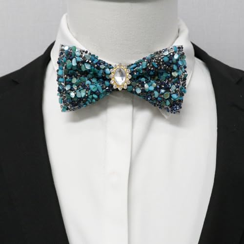 Image of Mens Rhinestone Bow Tie Pre-Tied Bow Ties for Men Adjustable Sparkle Sequin Bowtie Party Wedding