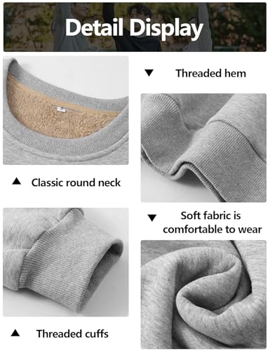 Image of Gihuo Men's Warm Crewneck Sherpa Lined Fleece Sweatshirt Pullover Tops