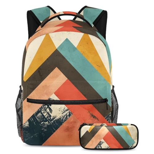 Sac à dos polyvalent contre le désordre scolaire ensemble 2 pièces triangles colorés