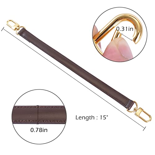 Image of Genuine Leather Plain Strap Replacement Top Handle Leather Strap for Handbag (Coffee, 14.5 in)