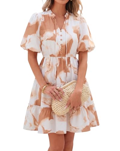 BTFBM Women Summer Floral Mini Dresses Short Sleeve Boho Dress