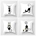LOYYE Pack de 4 Fundas de Cojines Gato Blanco y Negro Funda de Almohada Cuadrado Terciopelo Suave con Cremallera Invisible para Sofá Coche Decor para Hogar Throw Pillow Case B4970 Pillowcase,60x60cm