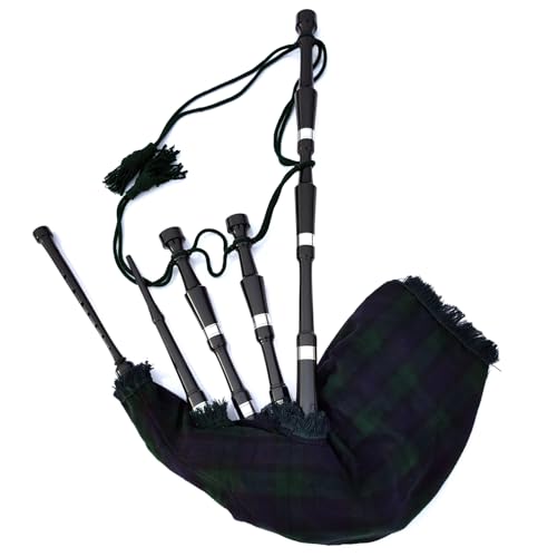 Scottish Highland Bagpipe - Half Silver Mounts Black Rosewood Plain Half Silver Mounts With FREE CASE