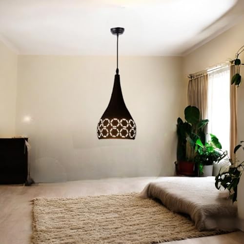 Image of GreyWings Black Aluminium Hanging Light for Home | Designer Pendant Light with E27 Holder, Modern Ceiling Hanging Lamp for (Bulb is not Included) Small Pack of 1