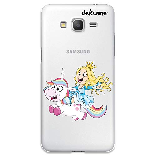 dakanna Coque pour [Samsung Galaxy Grand Prime] en Silicone [Licorne et Princesse Blonde] Étui Housse en TPU Souple [Fond Transparent]
