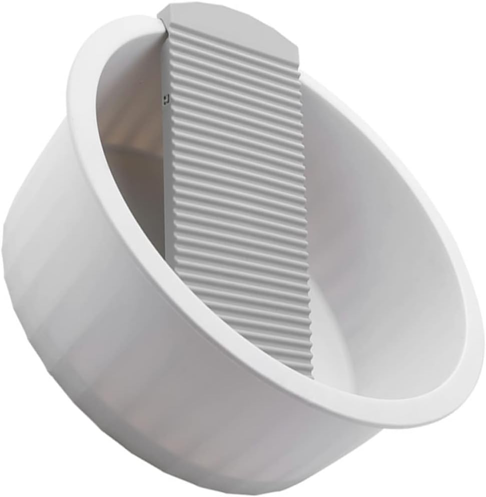 NUOBESTY Thickened Plastic Washbasin with Washboard for Newborn Clothes Hand Washing Multipurpose Washtub for Laundry Face and Foot Cleaning Lightweight Household Basin for Care