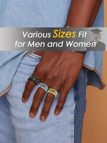 Fully Personalized Class Ring for Men Women Class of 2025 Sterling Silver High School College Ring Graduation Jewelry Gift for Graduates Size 4-16 (with Gift Box)3