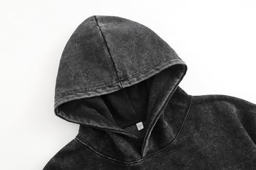 Image of Maydear Custom Vintage Washed Hoodie, Personalized Text Logo Pullover Sweatshirt for Men Women