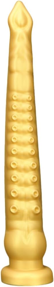23in/59cm Gold Silicone Super Long XXL Octopus Tentacle Anal Plug Dildo, Realistic Huge Animal Dildos Butt Plug with Suction Cop Sex Toys Prostate Stimulator for Adult Male Female Couple (XL)