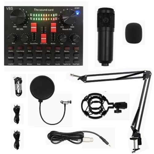 Podcast Mikrofon Bündeln,USB Nieren Kondensator BM800 Mikrofon,Audio-Interface mit Sprachumschalter-Kondensatormikrofone für Live-Streaming (YouTube, TikTok), Podcast,Aufnahme,Gesang,Gaming