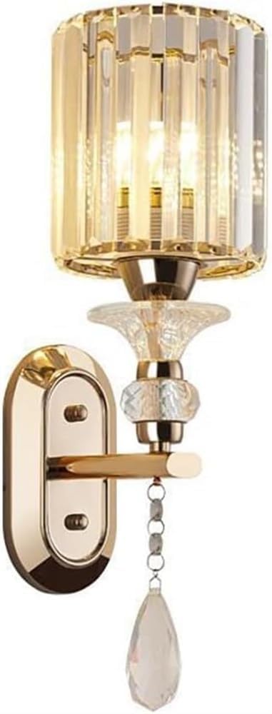 HUAYUSEDF Black and Gold Crystal Wall Sconce Mid Century Hallway Light Industrial Vintage Mounted Lamp Bathroom Vanity Fixtures for Bedroom Living Room Farmhouse Staircase Corridor(Gold)