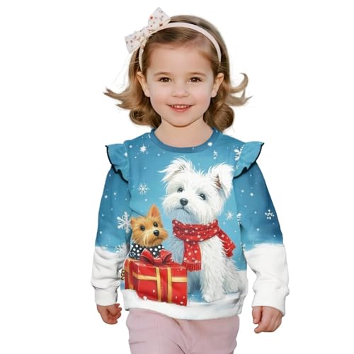 WELLFLYHOM Girls Sweatshirt Top 1-8T Crewneck Long Sleeve Sweater Top Graphic Casual Shirts Novelty Pullover Fall Outfits