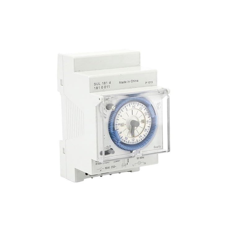 SUL181d 110-230VAC Analog 24 Hours 15 Minutes Interval Mechanical Timer Rail Clock for Pump