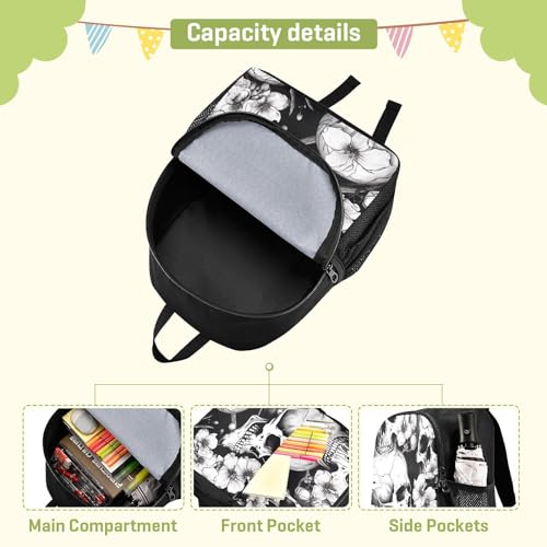 Flower Skull Kids Backpack Preschool Toddler Bookbag Backpack for Girls Boys Mini Kindergarten School Bags M4
