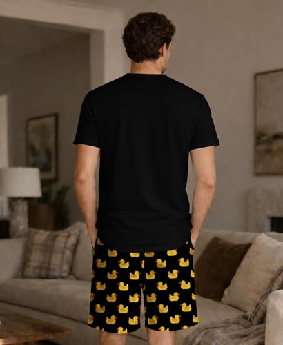 Image of Yoimira Mens Soft Pajama Set Short /Long Sleeve 2 Piece PJs with Pockets | Men's short /long sleeve pajama set, soft 2 piece PJs with pockets for sleepwear, loungewear, relaxing at home and nightwear