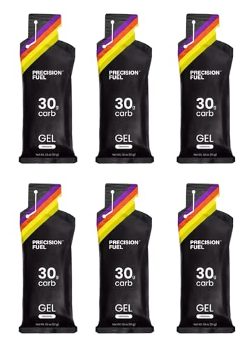 Precision Fuel PF30 Energy Gels For Running Cycling Hiking - Original Flavour - 30g of Carbohydrates Per Gel - 6 Pack of 51g Gels (NO Caffeine)