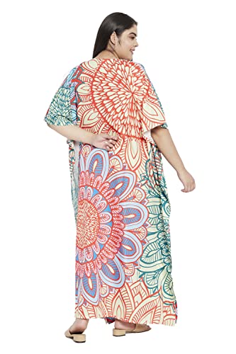 Image of Oussum Women Plus Size Kaftan Kimono Loose Maxi summer dresses for women Beach 3 /4 Sleeve Casual lounge dress Boho