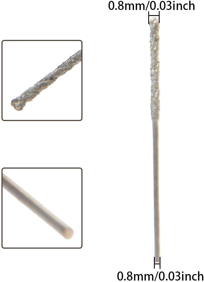 Auniwaig 10PCS 0.03-Inch Diamond Twist Drill Bits 0.8mm High Speed Steel HSS for Glass Sea Shells Stone