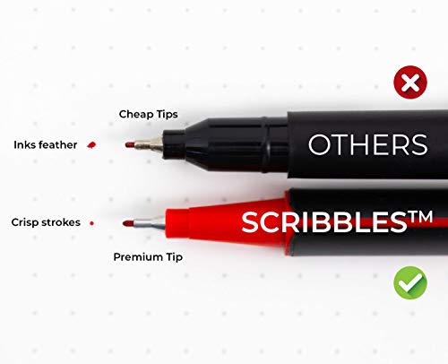Fineliner Pens for Journaling No Bleed by Scribbles That Matter - 24 Colored Pens - For Bullet Journaling, Note Taking, Writing, Drawing, Sketching and as Bullet Journal Accessories - Thumbnail 5