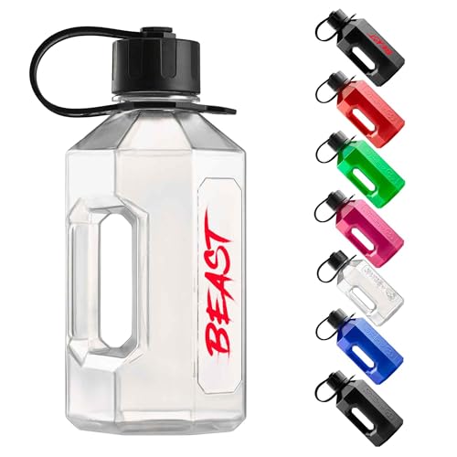 Alpha Designs Beast 1.6 Litre Water Bottle - Large Drinks Water Jug - Eddie Hall Merch - Gym, Holiday, Travel - Clear