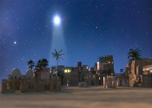 BELECO 20x10ft Fabric Nativity Backdrop with Star, Manger, Bethlehem Town, Village Background, Star of Bethlehem, Religious Church Decoration Photo Props by BELECO - Image 5