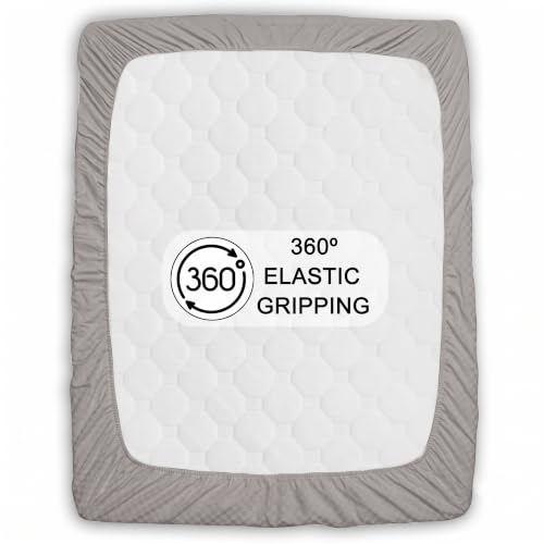Image of Story@Home Luxe King Size Fitted Bedsheet with 2 Pillow Covers | 500 TC Egyptian Cotton Compact Yarn | 182 x 198 cm | Fits Up to 12 Inch Mattress | Checkered Jacquard | Silver Grey | Gift Packaging