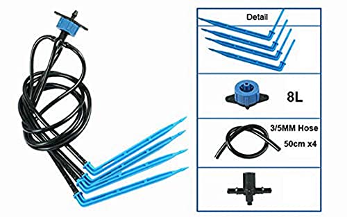 Image of DIY Crafts Curved Arrow Irrigation System Kits One Turn Four Gardening Greenhouse Agriculture Watering Fittings Environmental Tool Dno8 (Kit For 10 Pots, Multi Included Pipe + Faucet Connector + Accessory)