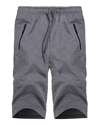 Voncheer Mens Elastic Waist Drawstring Summer Workout Shorts With Zipper Pockets (3Xl, Dark Grey Mens Shorts) #TOP2