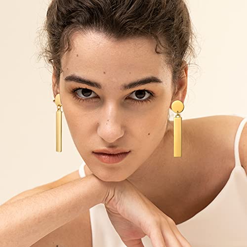 Gold Bar Drop Clip On Earrings Geometry Clip Earrings For Women Statement Earrings #TOP2