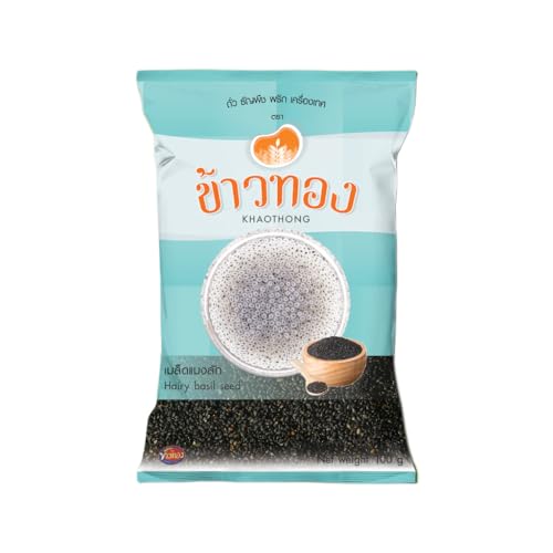 ข้าวทอง Zen Harvest Hairy Basil Seeds | Soaking-Activated Superfood for Refreshing Drinks & Desserts | Fiber-Rich & Hydrating | Resealable Pouch 100g