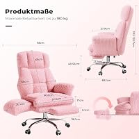HOMRELEXA Bürostuhl mit Fußstütze, 135° für Home Office, Rosé-Samtrosa – Ansicht 2
