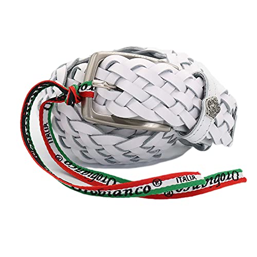 [オロビアンコ] 本革 ベルト メッシュレザー メンズ [イタリア製] OSCAR ビジネス 紳士 男性ベルト カジュアル 大きいサイズ 太身 細身 ブランド [並行輸入品] (BIANCO/ホワイト)