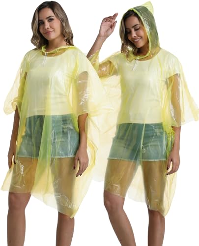 Image of 4 /6 /12 Pack Disposable Rain Ponchos for Adults - Emergency Rain Poncho for Camping Hiking Travelling