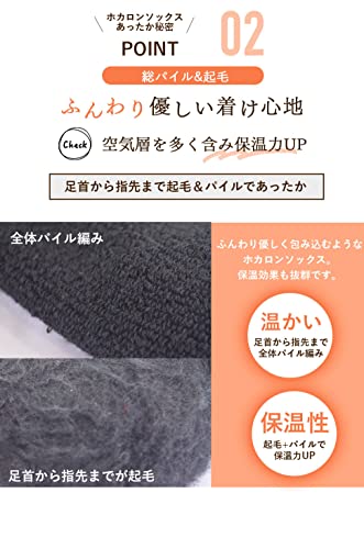 [ホカロン] 靴下 レディース あったか 裏起毛 パイル ハイソ