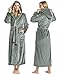 NY Threads Premium Womens Robe with Hood, Plush Fleece Long Bath Robe for Women, Fluffy Soft Women's Bathrobe, Medium, Steel Grey