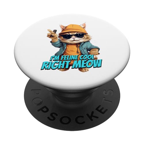 I'm Feline Cool Right Miau Sonnenbrille für Katzenliebhaber PopSockets mit austauschbarem PopGrip