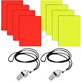 Bessy shop Schiedsrichter Set,8 Stück Schiedsrichter Karten mit 2 Stück Metall Pfeifen,Gelbe und Rote Karte Fußball Schiedsrichter Set Komplettes Referee Zubehör für Wettkampf,Training Schulsport