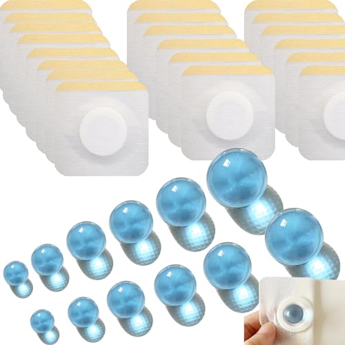 12PCS Ball-Shape Belly Button Plug Post Tummy Tuck Belly Button Plug Tummy Tuck for Liposuction or Umbilical Hernia Repair （6 Different Sizes, 2 of Each + 20pcs Medical Tape） (Blue)