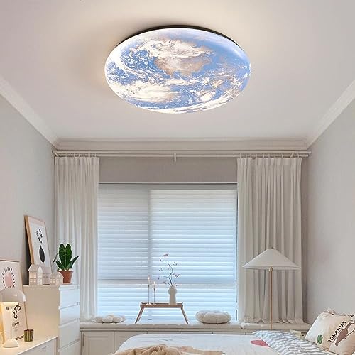 Plafón de techo nórdico circular de 15 pulgadas con iluminación LED azul para niños 5