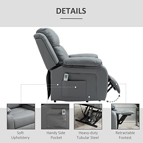 HOMCOM Electric Power Lift Recliner Chair Vibration Massage Reclining Chair with Remote Control and Side Pocket, Grey HOMCOM Electric Power Lift Recliner Chair Vibration Massage Reclining Chair with Remote Control and Side Pocket, Grey