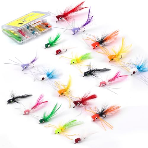 Ansnbo 20pcs Fly Fishing Popper Flies
