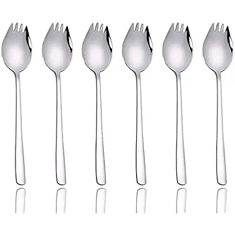 6 Piezas De Acero Inoxidable 304 2 En 1 Tenedor De Cena Cuchara De Sopa Tenedor De Ensalada Cuchara De Pasta Cover