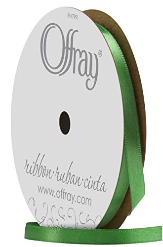 Image of Berwick Offray 068823 1 /4 inch Wide Single Face Satin Ribbon, Emerald Green, 6 Yds