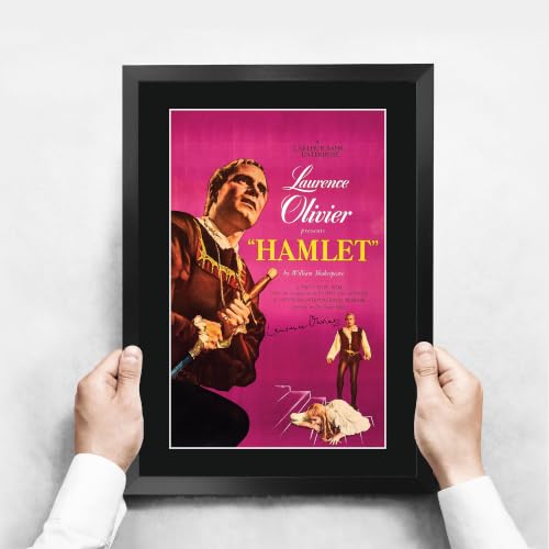 Cuadro de Hamlet 1948 con firma impresa de Laurence Olivier acabado premium enmarcado A3 3