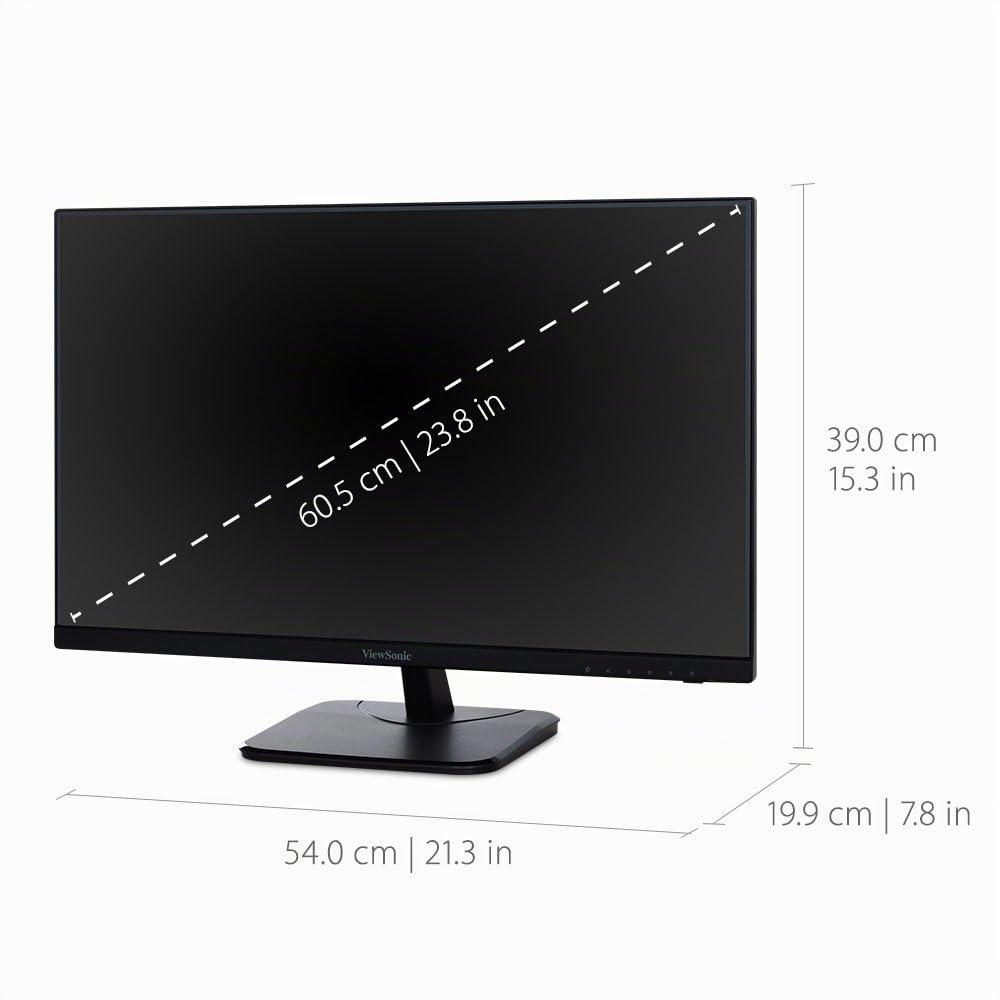 ViewSonic VA2456-mhd Moniteur IPS 24" Full HD 1920x1080 Pixels, 5ms, VGA, HDMI, DP, Haut-parleurs, Noir